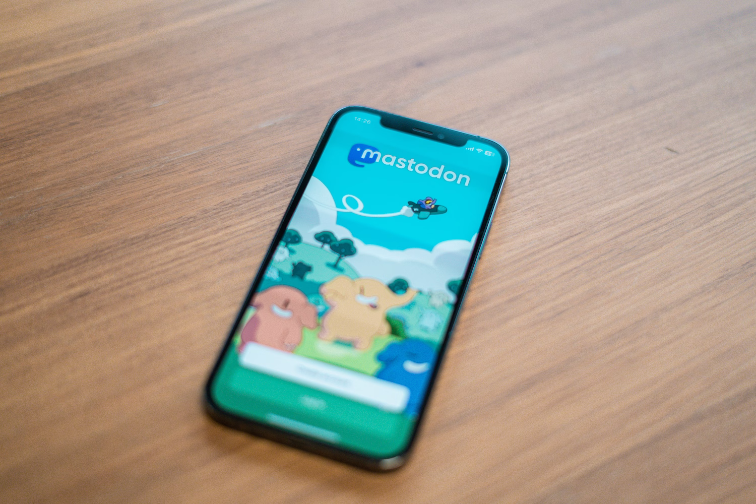 Mastodon op een telefoon. Foto is gemaakt door Battenhall